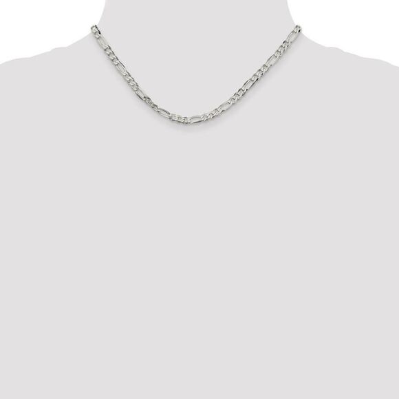 4.5mm Sterling Silver Flat Figaro Chain Necklace, 16 Inch - Picture 2 of 8